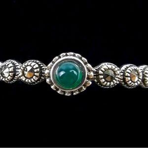 Bali Sterling Silver Green Stone Ring size 9